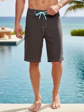 Hurley One and Only board shorts in black/cyan blue size 32